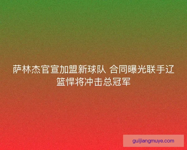 萨林杰官宣加盟新球队 合同曝光联手辽篮悍将冲击总冠军