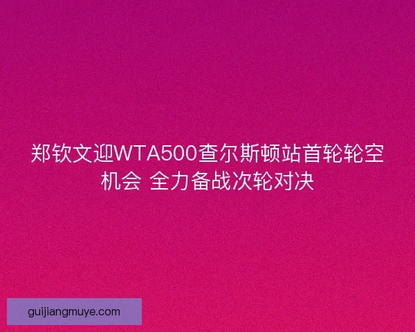 郑钦文迎WTA500查尔斯顿站首轮轮空机会 全力备战次轮对决