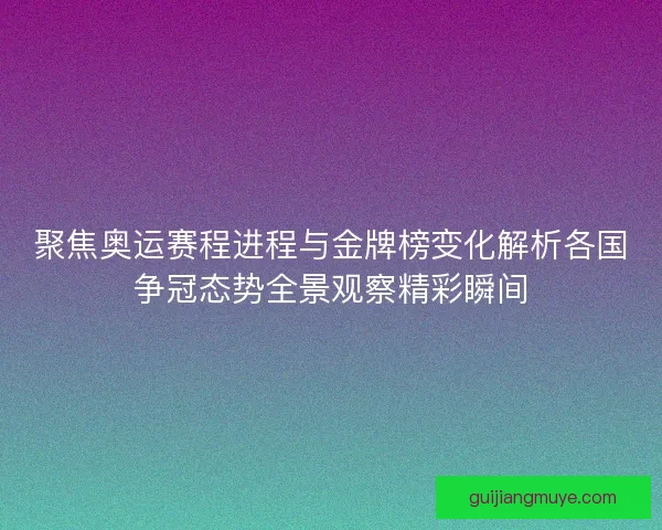 聚焦奥运赛程进程与金牌榜变化解析各国争冠态势全景观察精彩瞬间